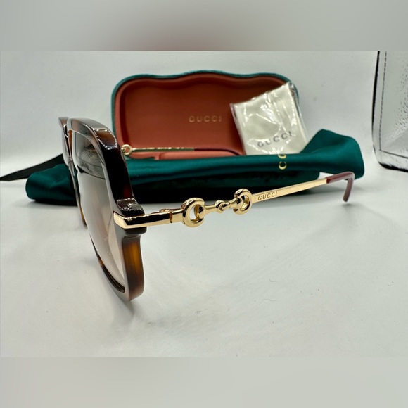 NEW WOMEN GUCCI OVERSIZED SQUARE SUNGLASSES GG0884SA 002 BROWN GUCCI SUNGLASSES - Picture 6 of 13